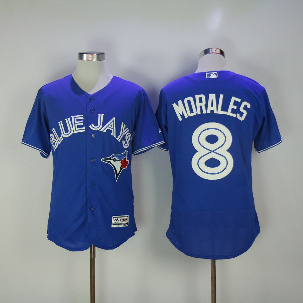 Men Toronto Blue Jays 8 Morales Blue MLB Jerseys
